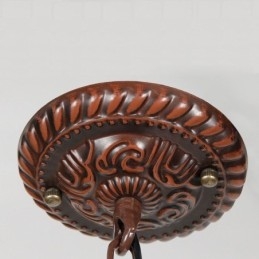 Vintage Hengelampe I Farget Glass