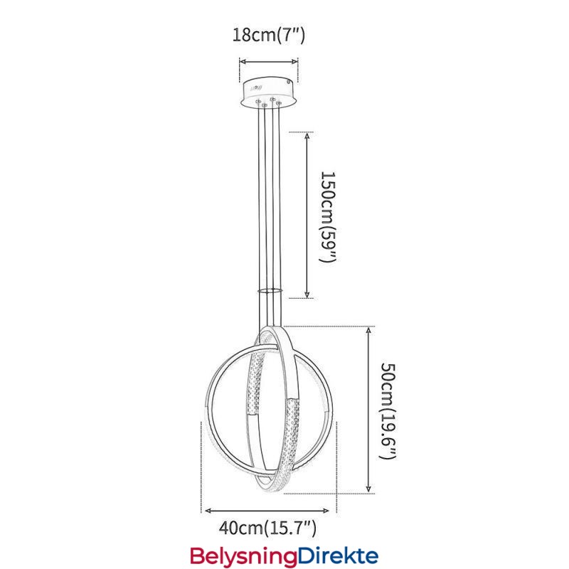 Moderne Lysekrone Med 2 Ringer, Pendelbelysning For Spisestue