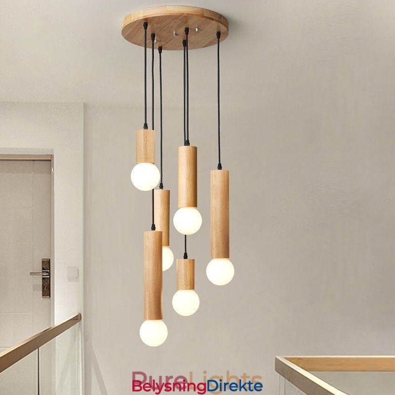 Japansk Pendellampe I Tre Med 6 Lys