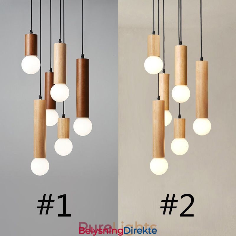 Japansk Pendellampe I Tre Med 6 Lys