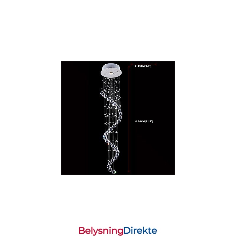 Krystall Pendellampe Lysekronebelysning 1 Lys Sølv Canpoy Klar K9 Krystall Helix Taklampe H80Cm