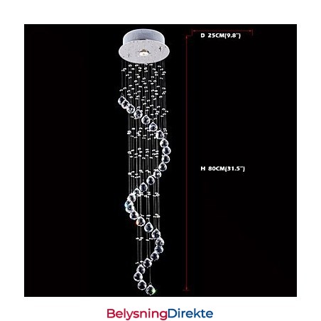 Krystall Pendellampe Lysekronebelysning 1 Lys Sølv Canpoy Klar K9 Krystall Helix Taklampe H80Cm