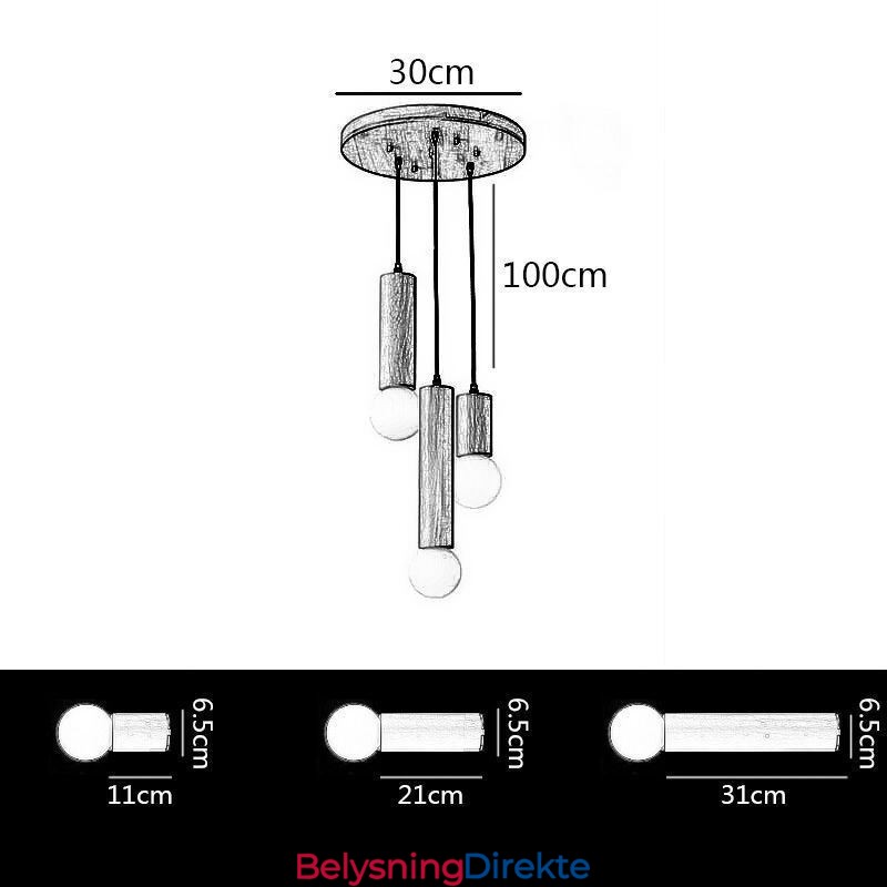 Japansk Pendellampe I Tre Med 3 Lys