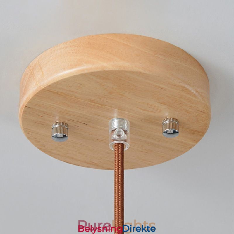 Japansk Pendellampe I Tre, Glasslykt, Hengende Lampe