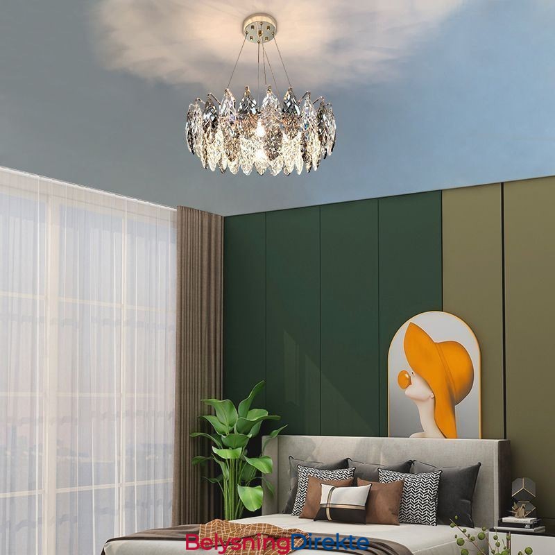 Europeisk Jernanhengslampe Kreativ Glassbladlysekrone