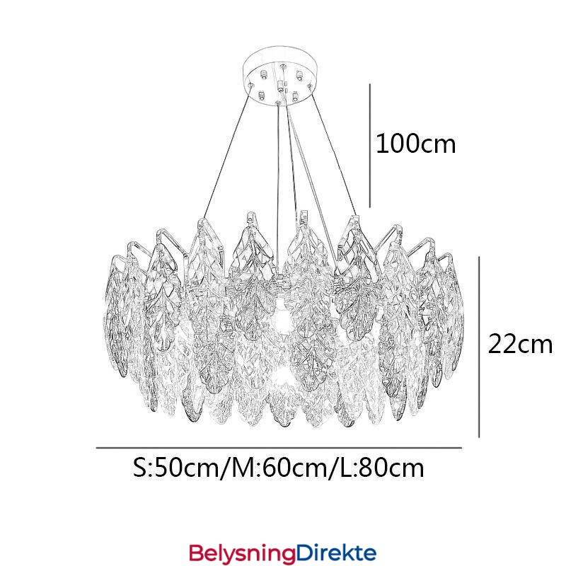 Europeisk Jernanhengslampe Kreativ Glassbladlysekrone