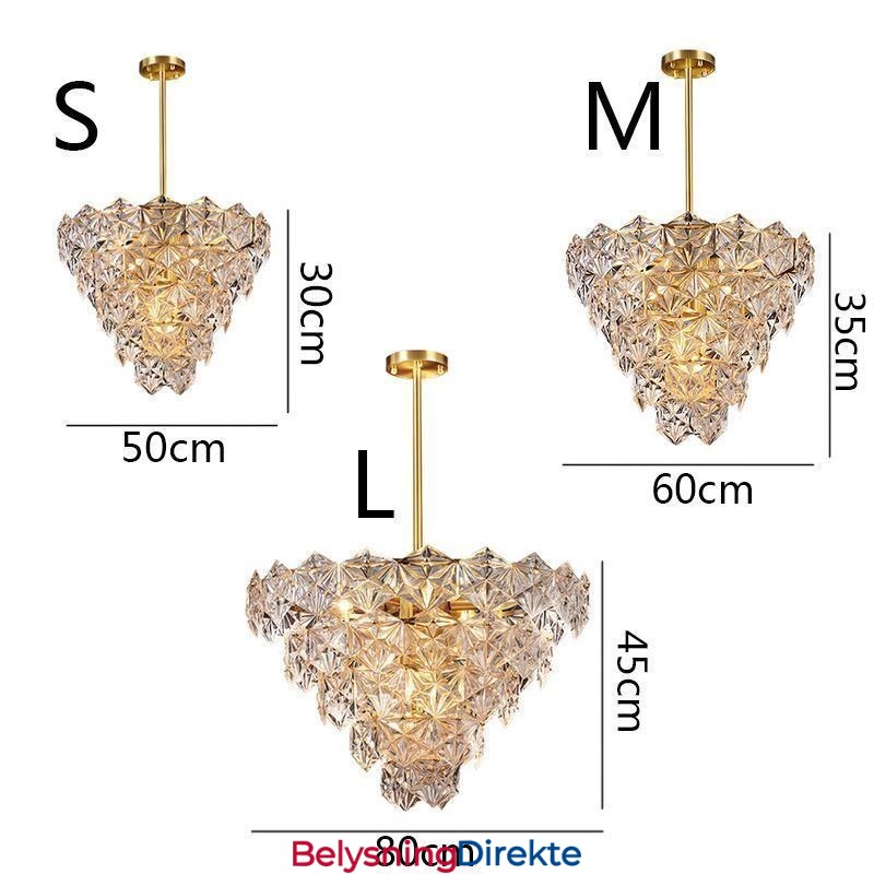 Europeisk Glass Pendellampe Moderne Kjegleformet Lysekrone