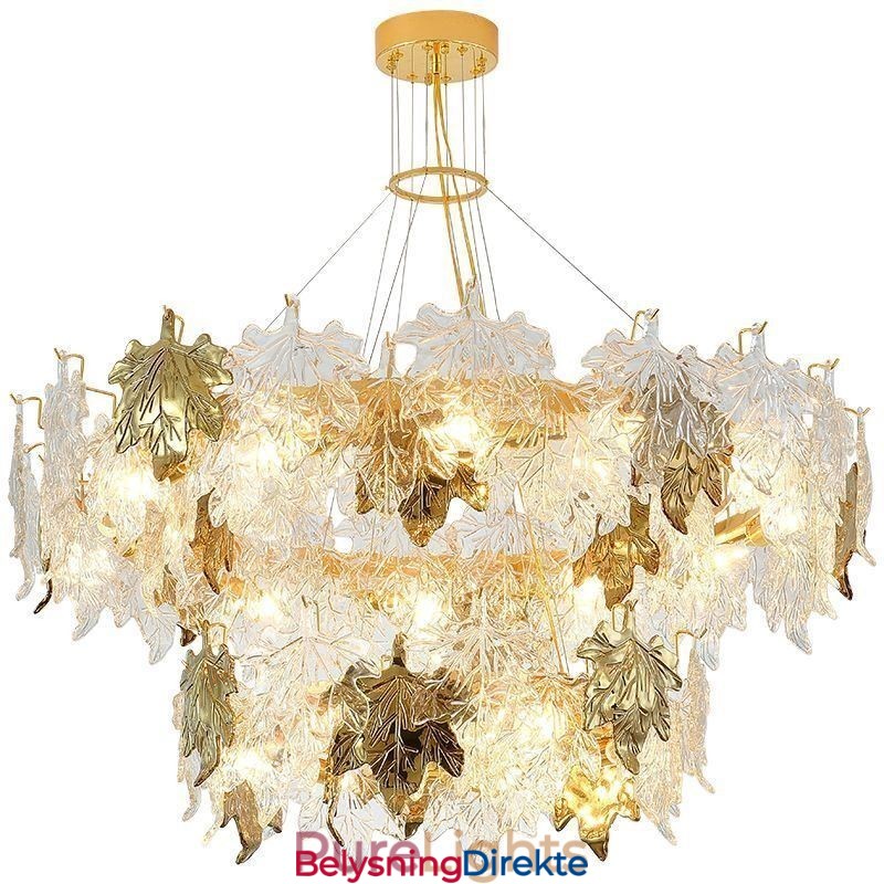 Maple Leaf-Anhengslampe I Glass Med Europeisk Interiørdekorasjon