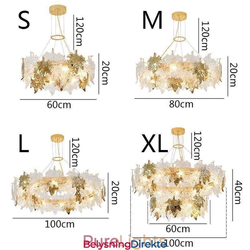 Maple Leaf-Anhengslampe I Glass Med Europeisk Interiørdekorasjon