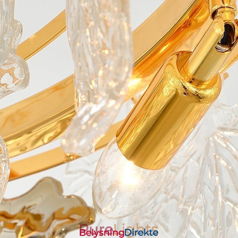 Maple Leaf-Anhengslampe I Glass Med Europeisk Interiørdekorasjon