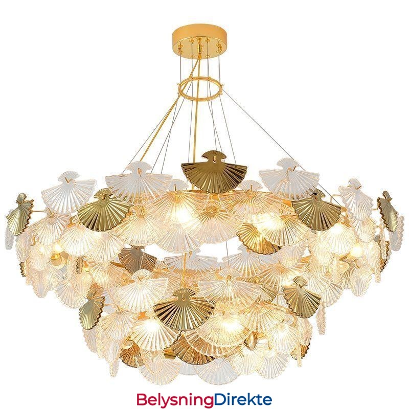Europeisk Glasshengelampe Formet Som Vifteformet Kunstlysekrone