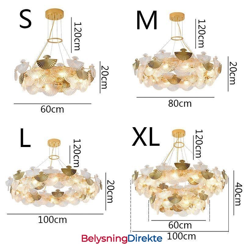 Europeisk Glasshengelampe Formet Som Vifteformet Kunstlysekrone