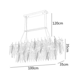Kunstnerisk Glasslysekrone Med Fjær, Oval Anhengslampe