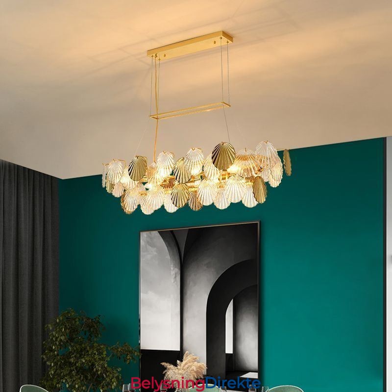 Luksuriøs Glasslysekrone Motelampe Skallformet Glasshengelampe