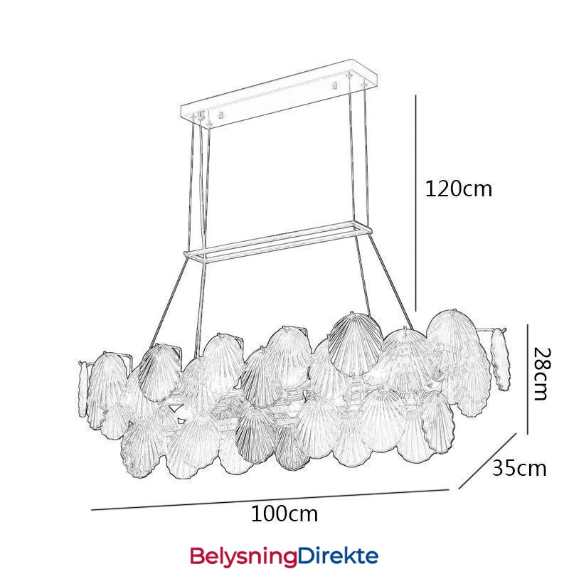 Luksuriøs Glasslysekrone Motelampe Skallformet Glasshengelampe