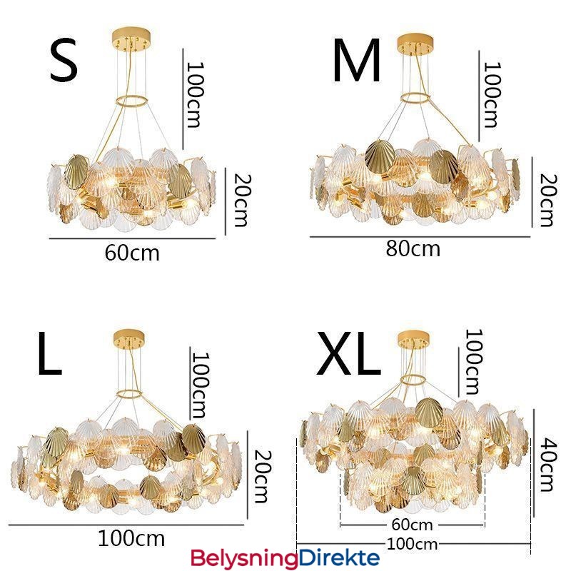 Moderne Lysekrone I Skjellglass Til Spisestue