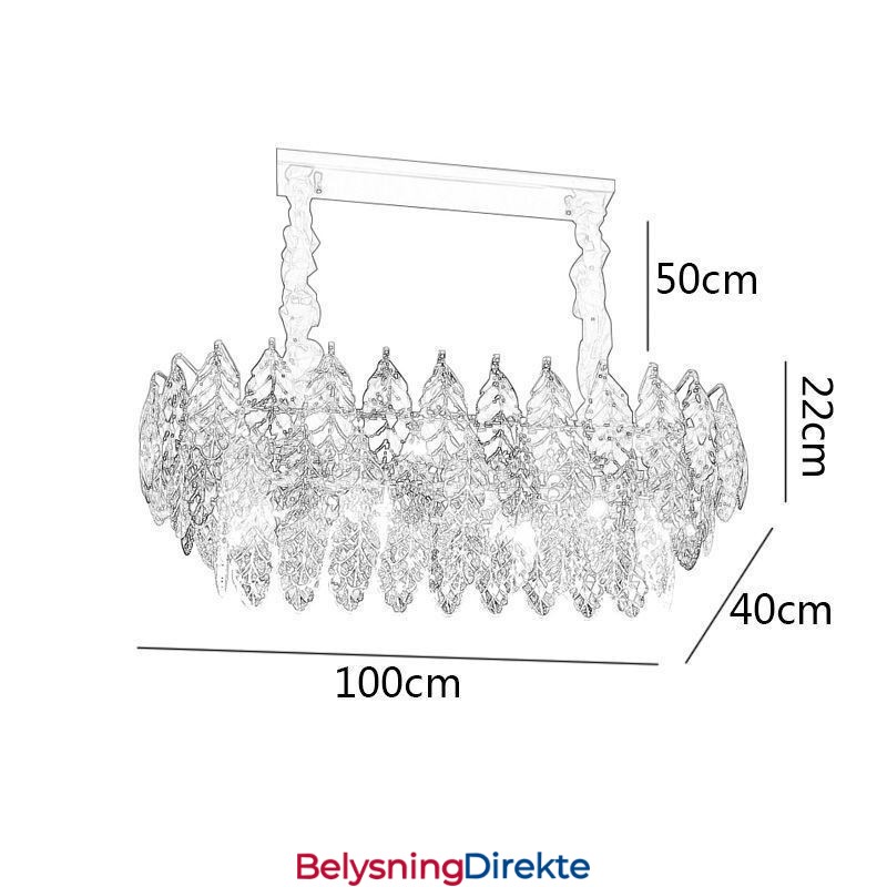 Europeisk Jernanhengslampe Kreativ Lysekrone I Bladglass