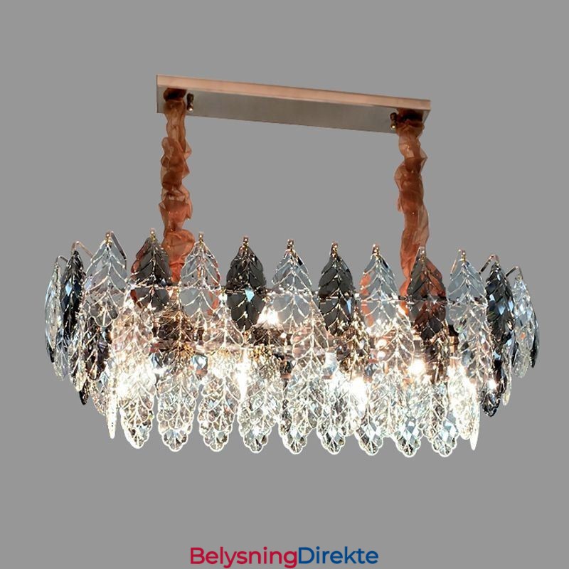 Europeisk Jernanhengslampe Kreativ Lysekrone I Bladglass