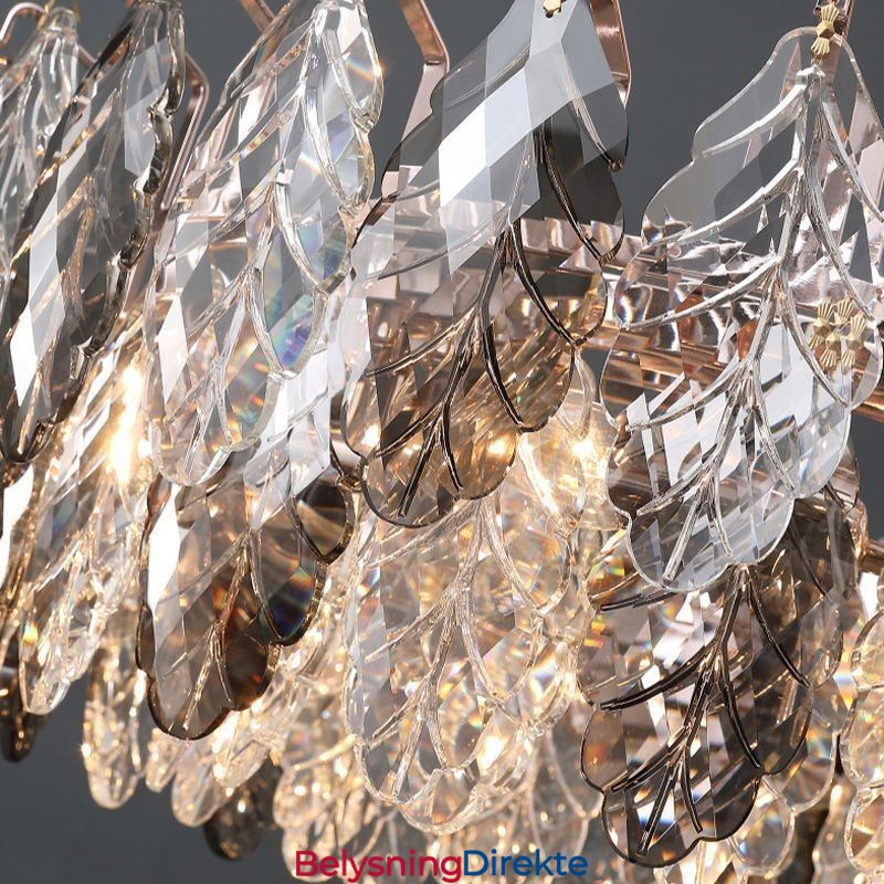 Europeisk Jernanhengslampe Kreativ Lysekrone I Bladglass