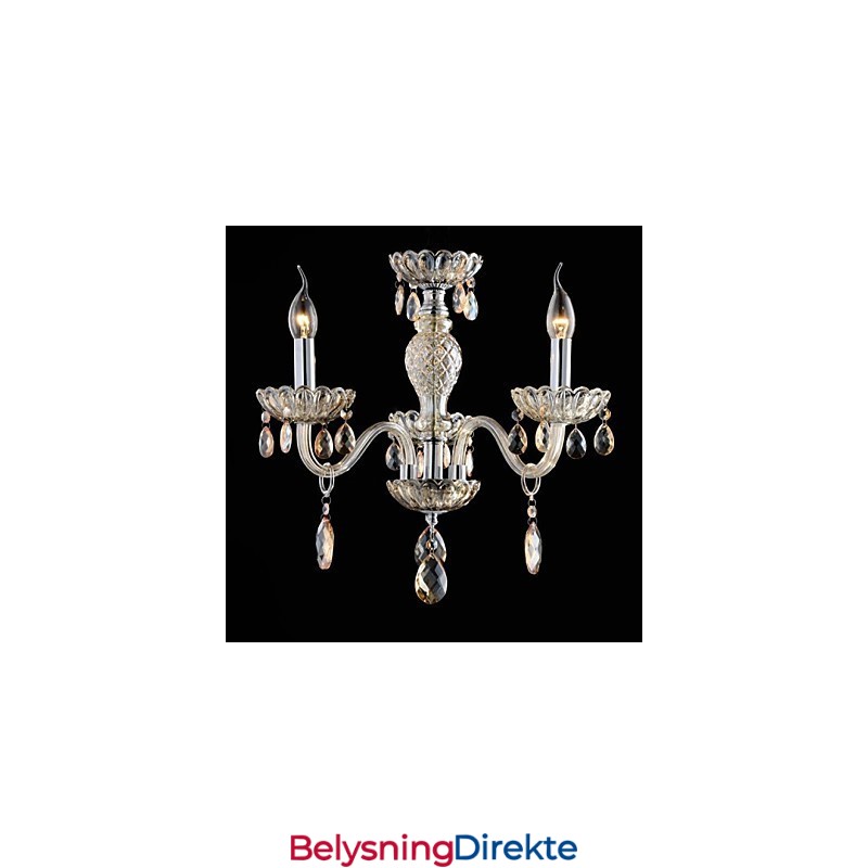 3 Lys I Palassstil Med Glasslysekrone Og Stearinlyspære