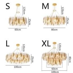Kunstnerisk Glasslysekrone Med Fjærrund Taklampe