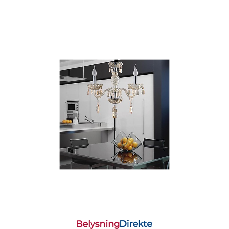 3 Lys I Palassstil Med Glasslysekrone Og Stearinlyspære