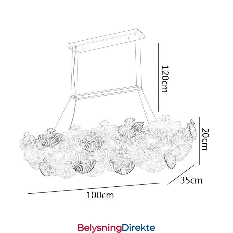 Europeisk Glass Anhengslampe Vifteformet Kunstlysekrone