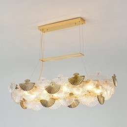 Europeisk Glass Anhengslampe Vifteformet Kunstlysekrone