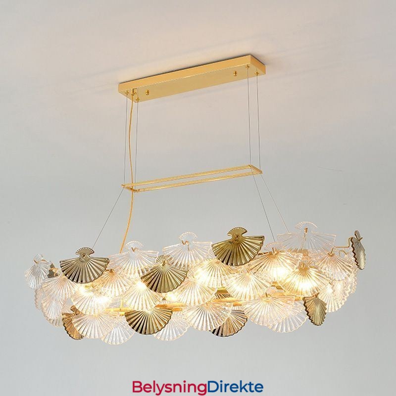 Europeisk Glass Anhengslampe Vifteformet Kunstlysekrone