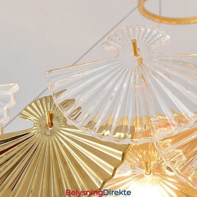Europeisk Glass Anhengslampe Vifteformet Kunstlysekrone