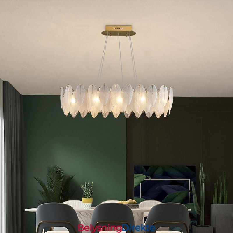 Kunstnerisk Glasslysekrone Fjærrund Anhengsbelysning