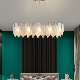 Kunstnerisk Glasslysekrone Fjærrund Anhengsbelysning