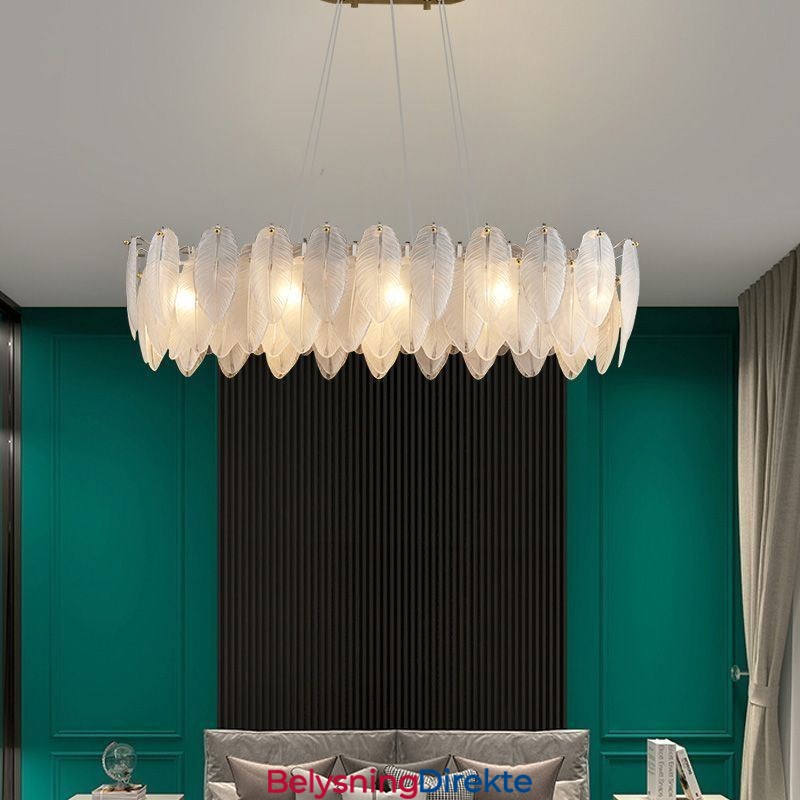 Kunstnerisk Glasslysekrone Fjærrund Anhengsbelysning