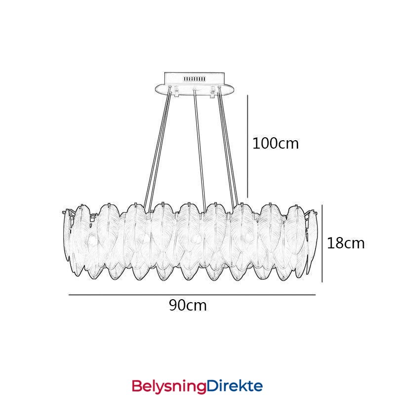 Kunstnerisk Glasslysekrone Fjærrund Anhengsbelysning