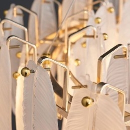 Kunstnerisk Glasslysekrone Fjærrund Anhengsbelysning