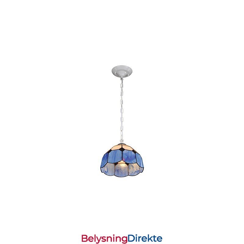 Lysekrone I Ministil I Landlig Garasje, Hvit + Blå Glasslamper