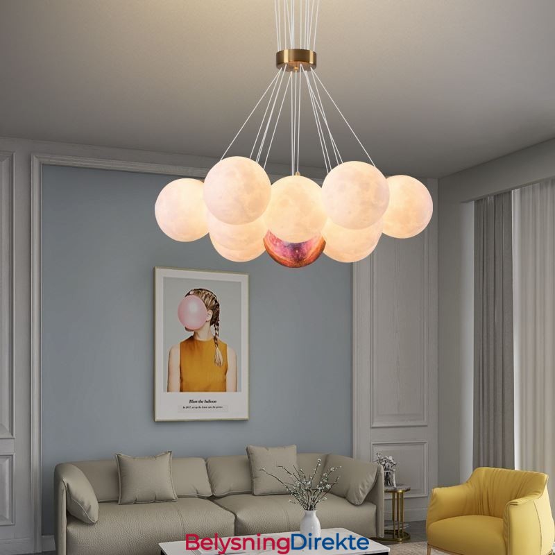 Moon Bubble Chandelier Moderne 3D-Printet Baller Pendellampe