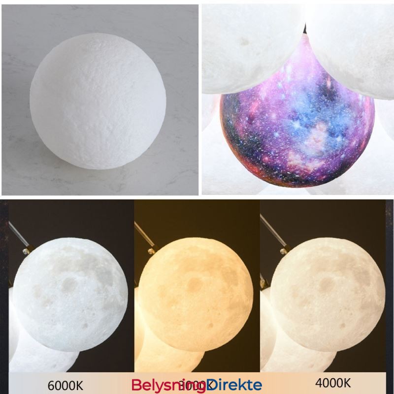 Moon Bubble Chandelier Moderne 3D-Printet Baller Pendellampe