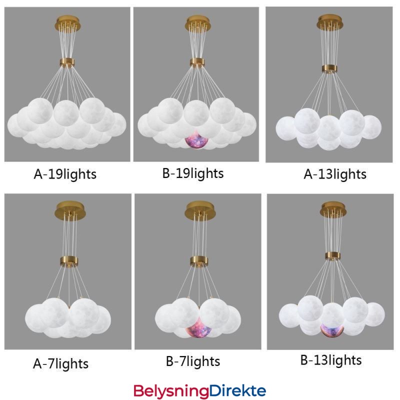 Moon Bubble Chandelier Moderne 3D-Printet Baller Pendellampe