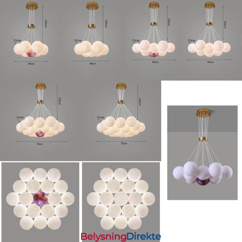 Moon Bubble Chandelier Moderne 3D-Printet Baller Pendellampe