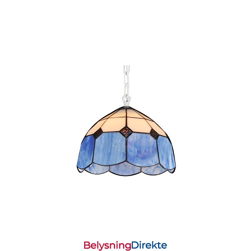 Lysekrone I Ministil I Landlig Garasje, Hvit + Blå Glasslamper