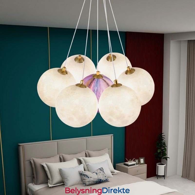 Moon Bubble Chandelier Moderne 3D-Printet Baller Pendellampe