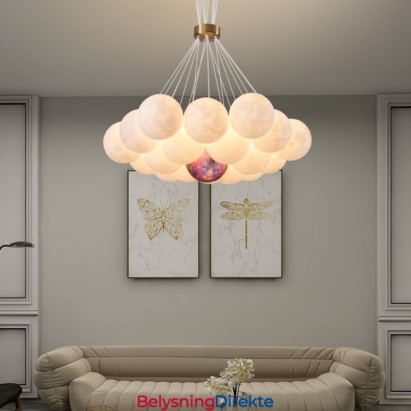 Moon Bubble Chandelier Moderne 3D-Printet Baller Pendellampe