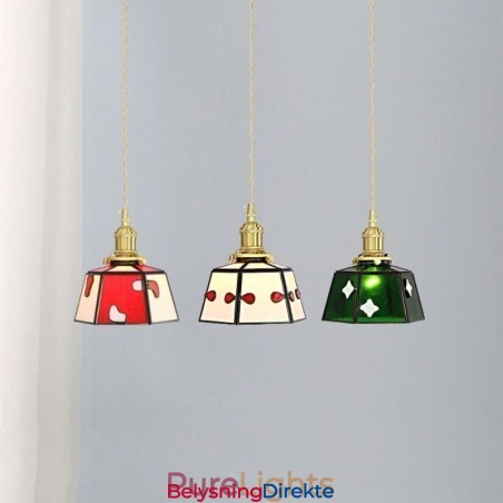 Fargerik Glassanhengslampe I Japansk Stil, Retro, Dekorativ Nattbordslampe