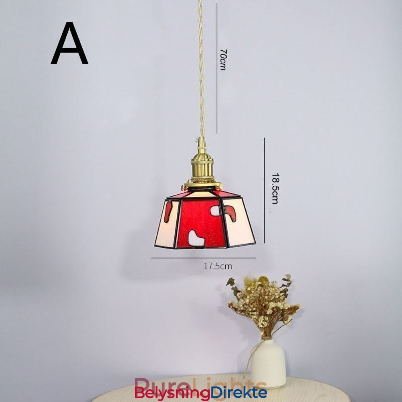 Fargerik Glassanhengslampe I Japansk Stil, Retro, Dekorativ Nattbordslampe