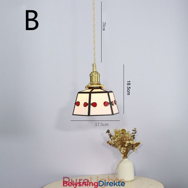 Fargerik Glassanhengslampe I Japansk Stil, Retro, Dekorativ Nattbordslampe