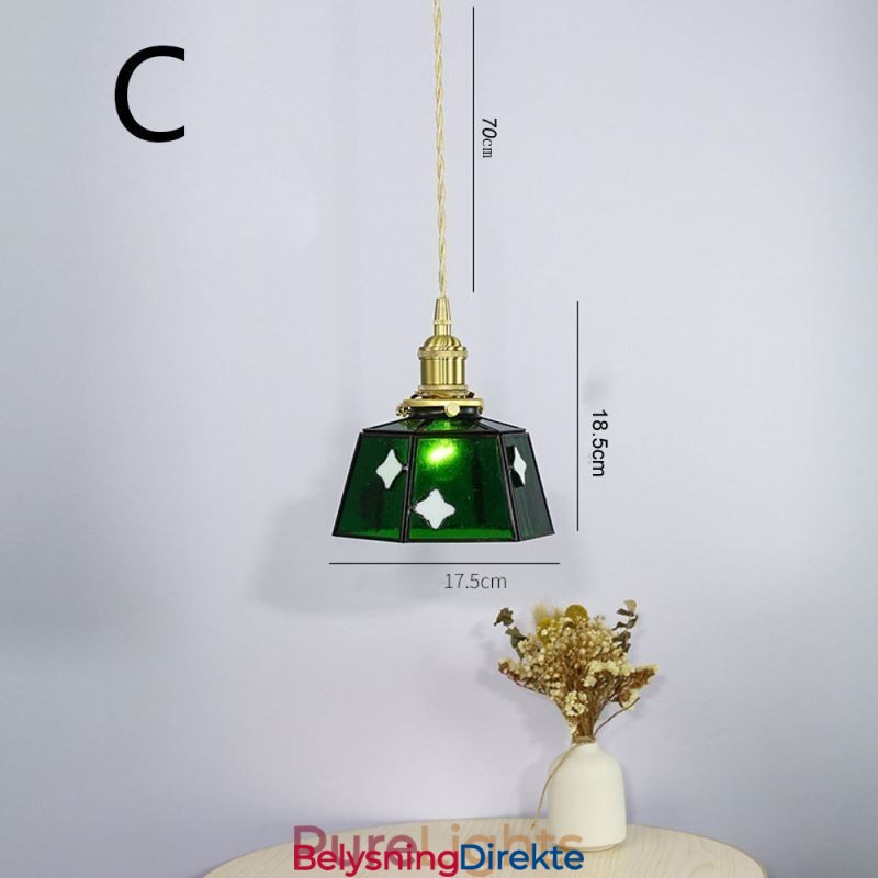 Fargerik Glassanhengslampe I Japansk Stil, Retro, Dekorativ Nattbordslampe