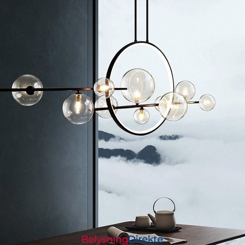Moderne Metalllysekrone Med Bobler I Klart Glass