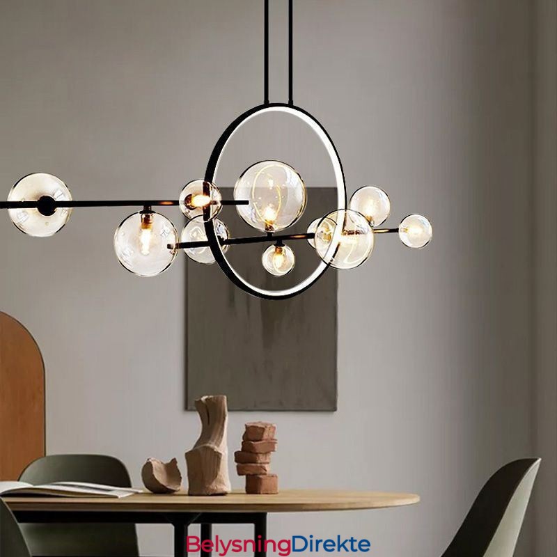 Moderne Metalllysekrone Med Bobler I Klart Glass