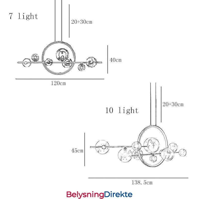 Moderne Metalllysekrone Med Bobler I Klart Glass